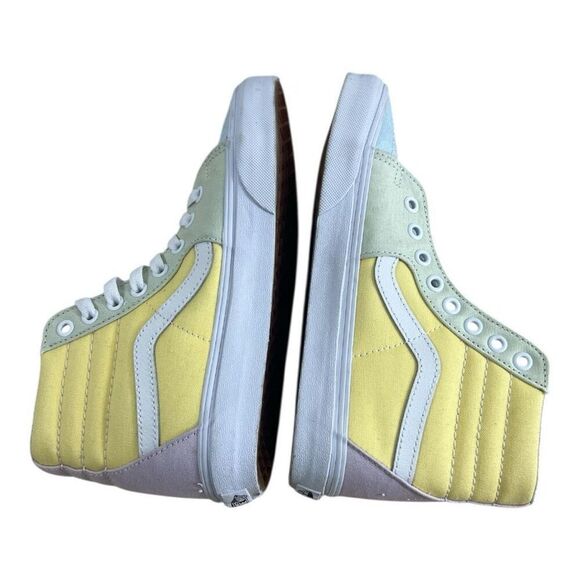 Vans Pastel Block Sk8-Hi Shoes Size Women 6.5 Men 5 Pink Yellow Canvas - Picture 4 of 11